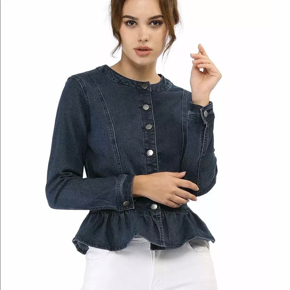 Allegra K Womens Peplum Denim Jacket size XL